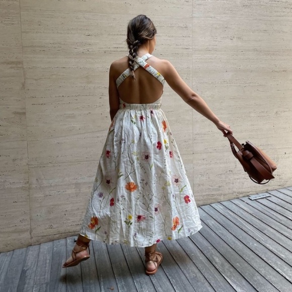 H&M Meadow Collection Linen Blend Dress Bloggers Fav - Picture 11 of 16